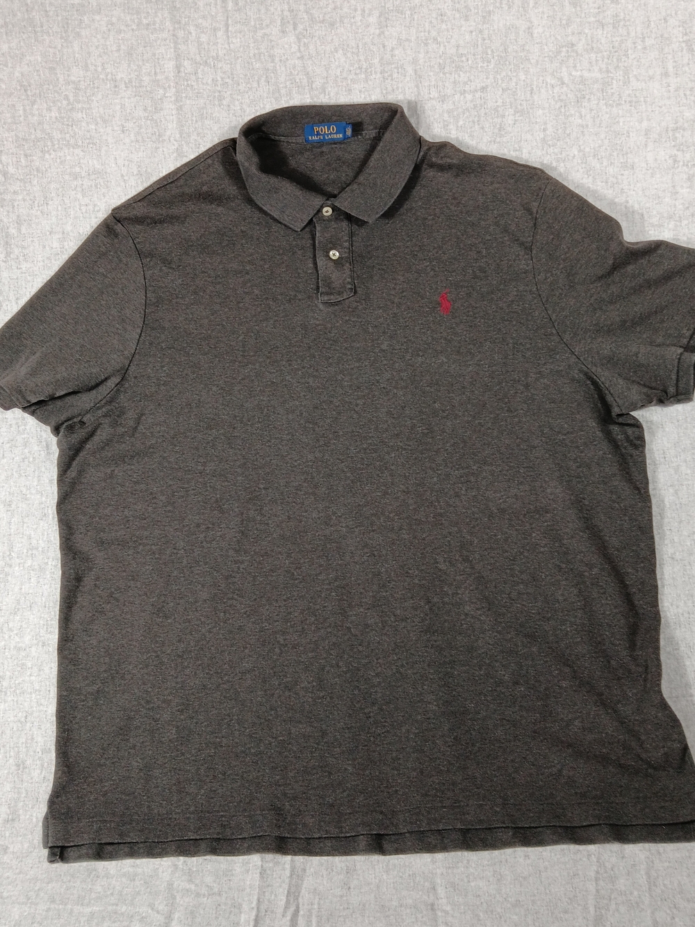 Polo Ralph Lauren Charcoal Polo Burgundy Pony Embroidery Size XXL